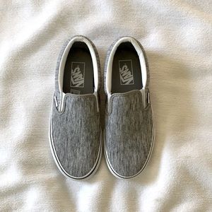 EUC textured gray Vans slip ons